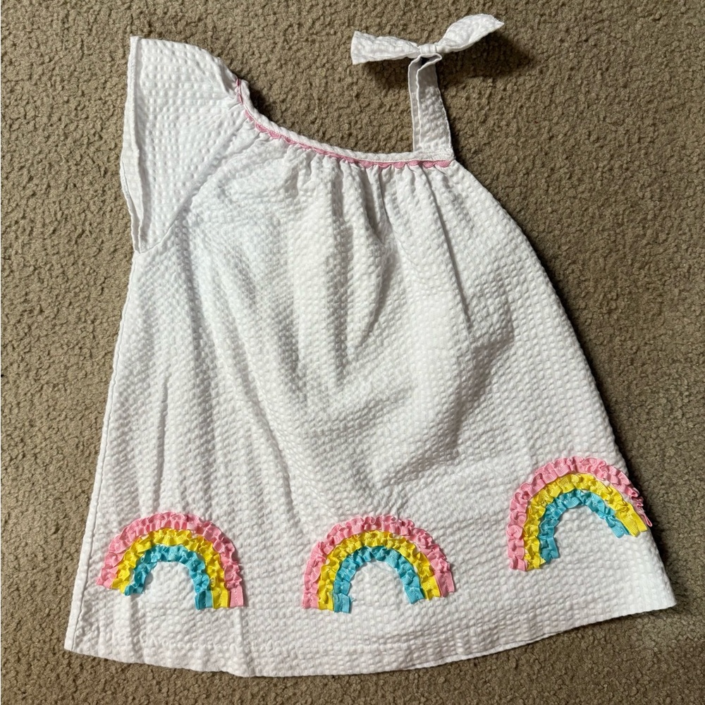 Bonnie Jean White Dress with Multicolor Details